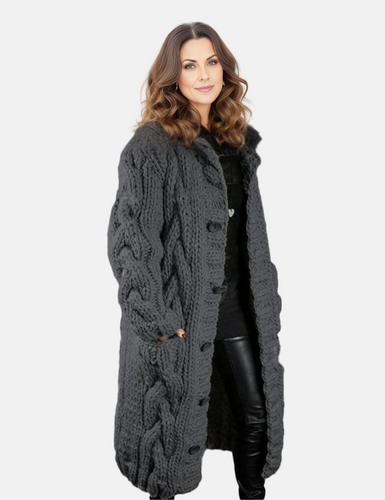 Levoire | Super Doux Long Gilet Tricoté Avec Capuche Pour Femmes