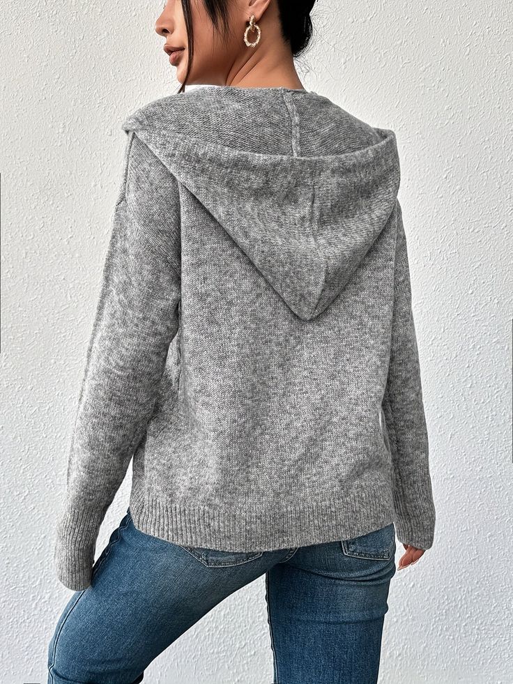Levoire | Pull à capuche tricoté à manches longues Cardigan avec boutons