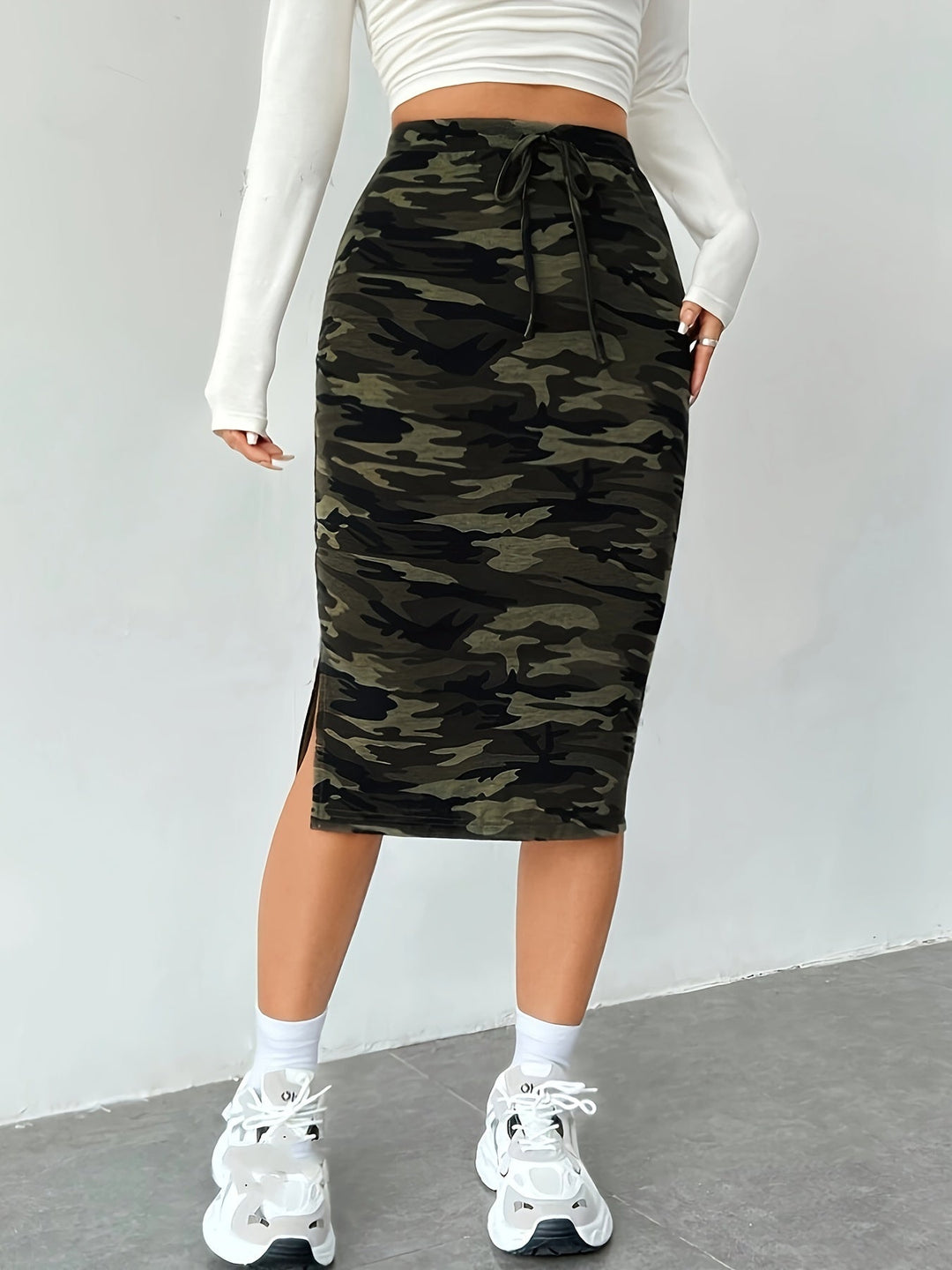 Levoire | Jupe À Paillettes À Taille Haute En Motif Camouflage