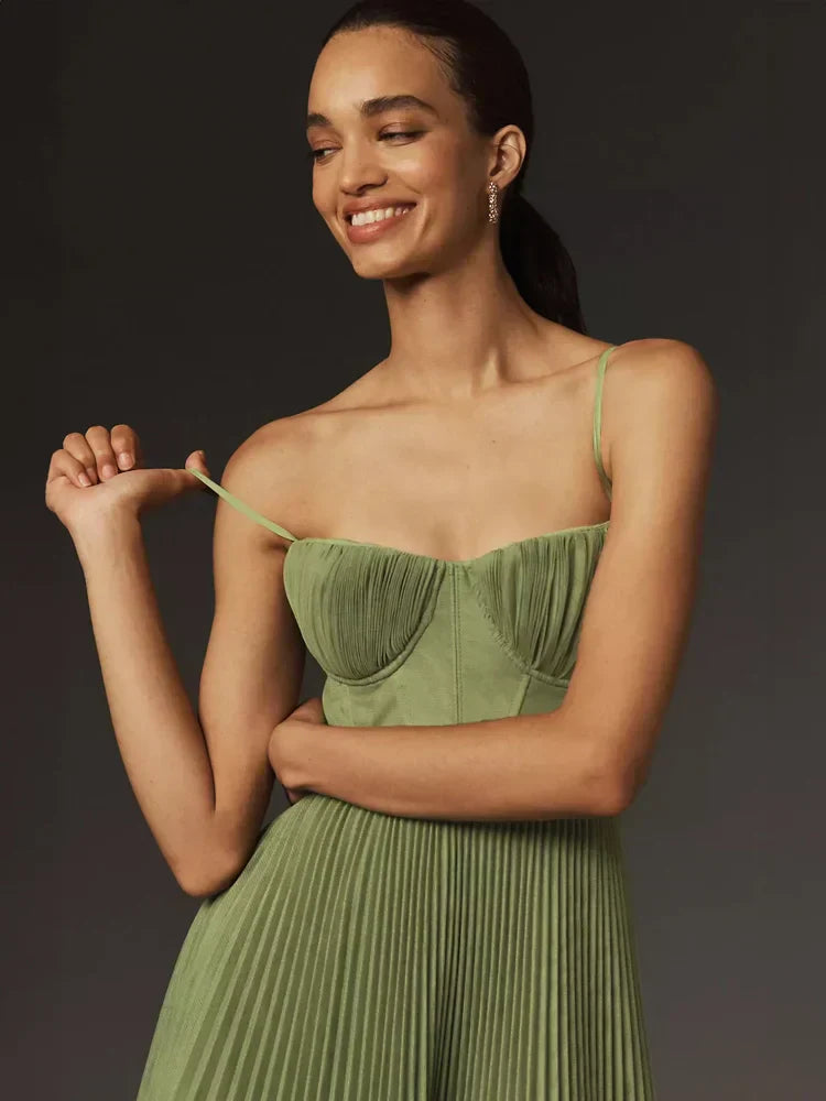 Levoire | Robe Midi Corset Plissée Pour Femmes