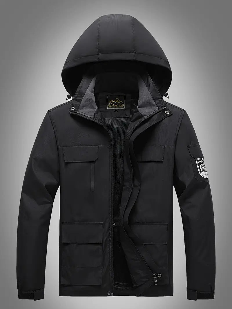 Levoire | Veste à capuche imperméable à manches longues avec poches Noir