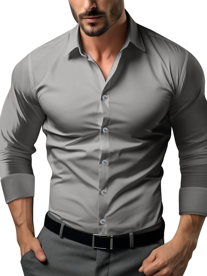 Levoire | Slim Fit Uni Chemise En Coton Gris foncé