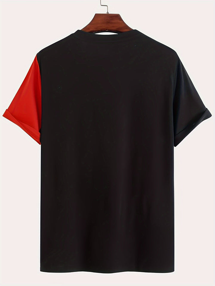 Levoire | T-Shirt Pour Hommes Avec Patchwork En Couleurs Contrastées Et Impression