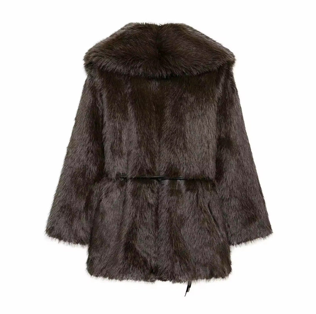 Levoire | Manteau En Fausse Fourrure Luxueux Avec Ceinture