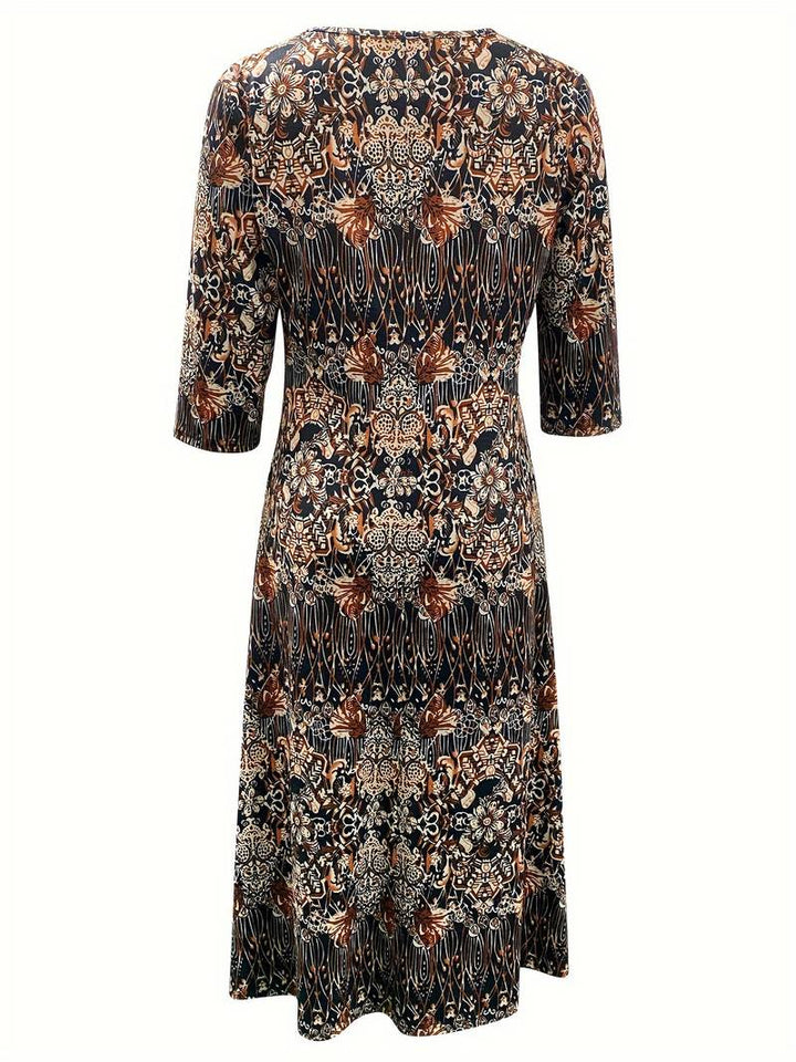 Levoire | Robe Midi Avec Impression Florale Et Manches 3/4