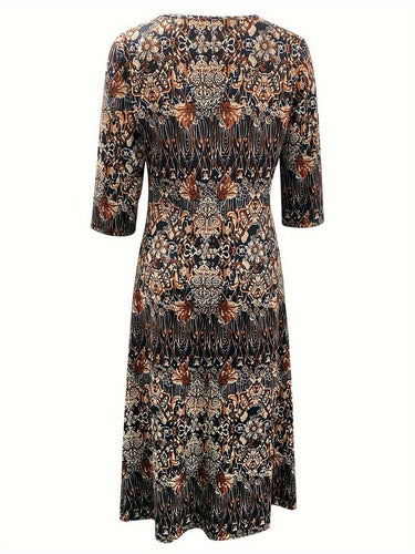 Levoire | Robe Midi Avec Impression Florale Et Manches 3/4