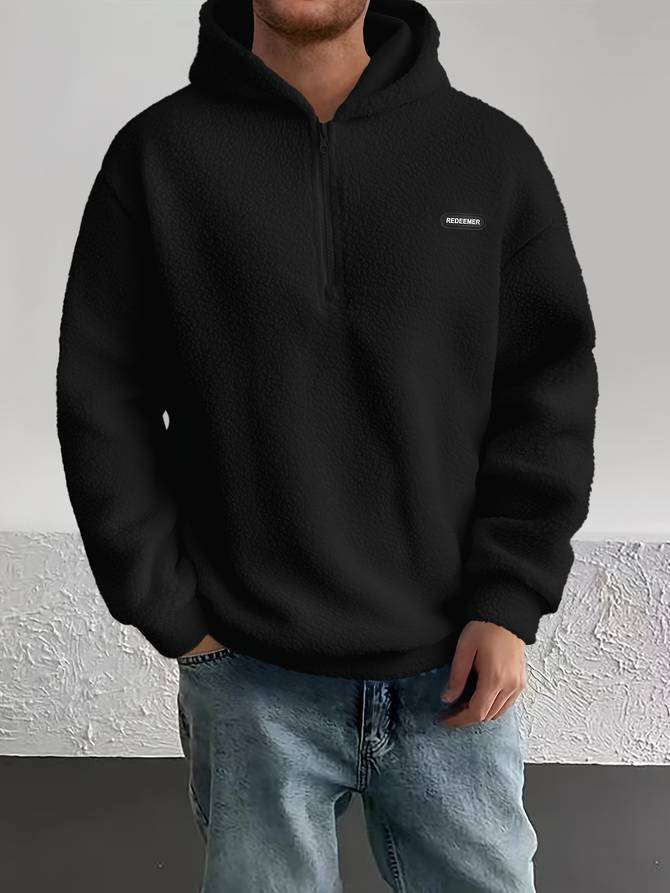 Levoire | Sweat À Capuche En Polaire À Demi-Zip À Manches Longues Noir
