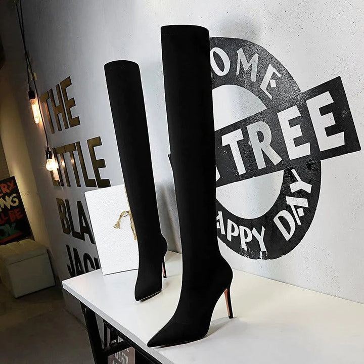 Levoire | Bottes à talons hauts pour femmes Noir 95cm