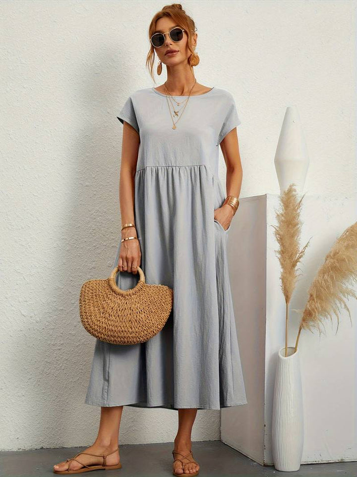 Levoire | Robe Vintage Manches Courtes Été Gris clair