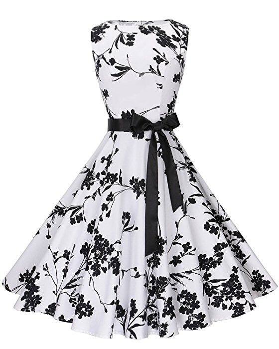 Robe vintage swing pour femme avec motif floral et silhouette ajustée Levoire