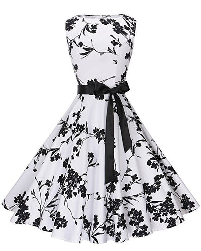 Robe vintage swing pour femme avec motif floral et silhouette ajustée Levoire