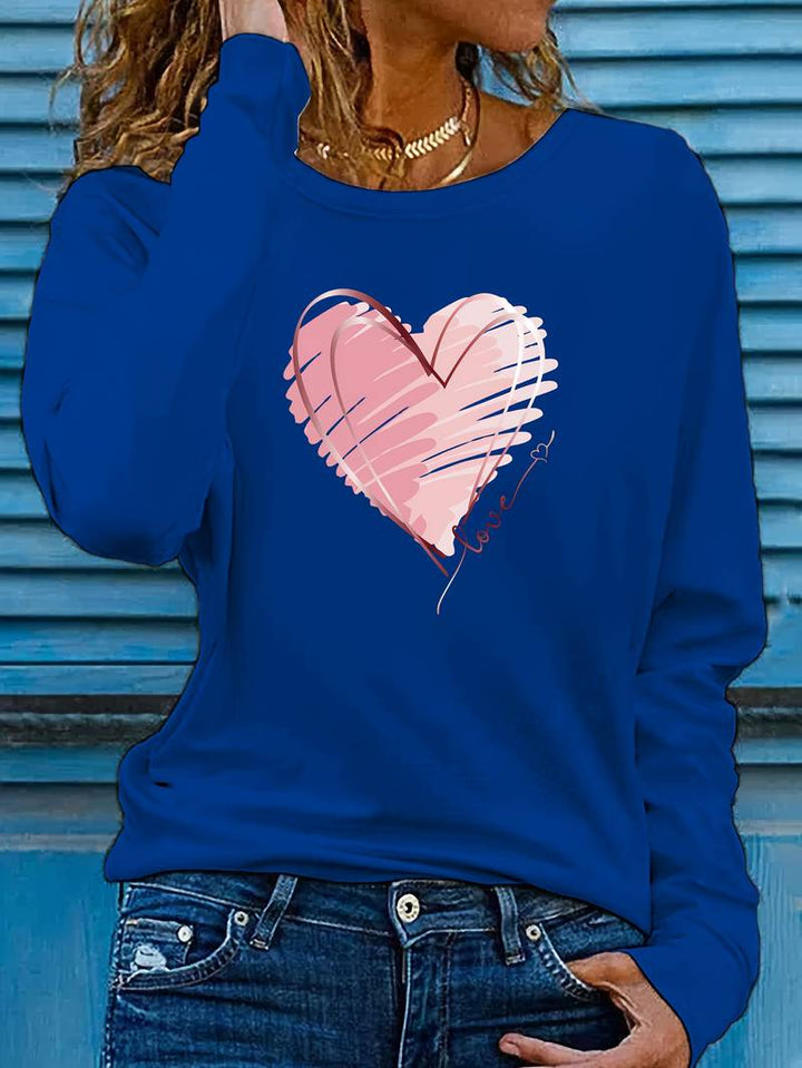 Levoire | T-shirt Manches Longues Imprimé Cœur et Amour Bleu