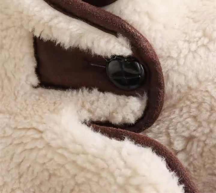 Levoire | Veste Teddy Élégante Avec Détails Contrastés Beige/Marron