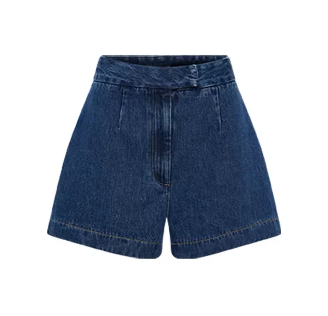 Levoire | Denim Elegance Ensemble Blazer Sans Manches Avec Shorts