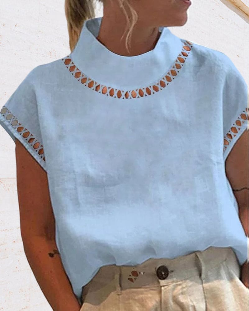 Levoire | Blouse En Dentelle Unie Avec Col Montant