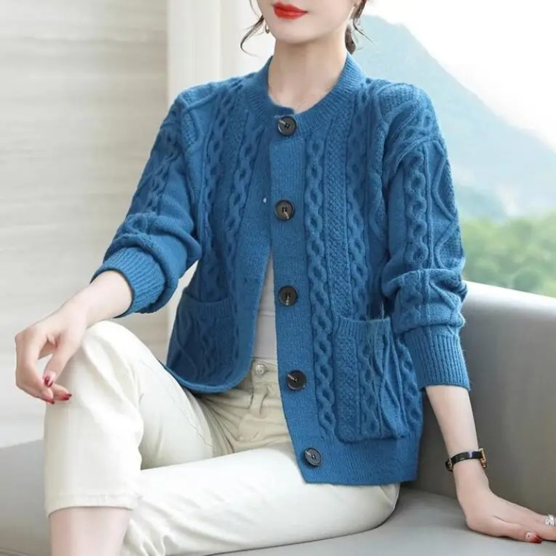Levoire | Gilet pour Femme avec Col Rond et Boutonnage Bleu