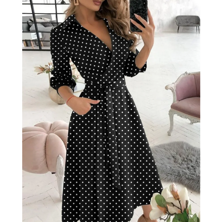 Levoire | Robe Midi Croisée Avec Décolleté en V Pour Femmes Noir 2