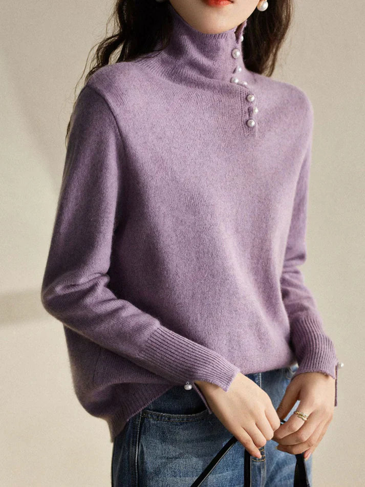 Levoire | Pull Vintage À Boutons Avec Sensation De Cachemire Lila