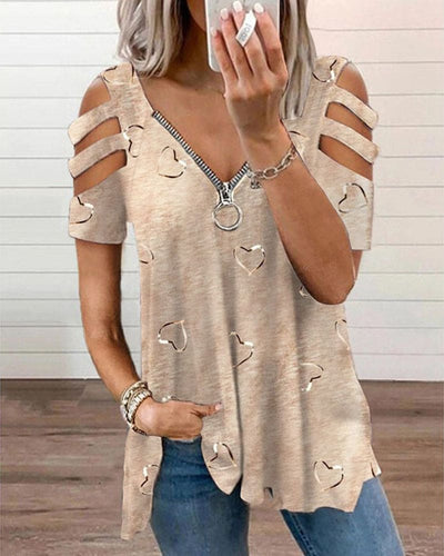 Levoire | T-Shirt Avec Impression De Cœur Et Fermeture Éclair