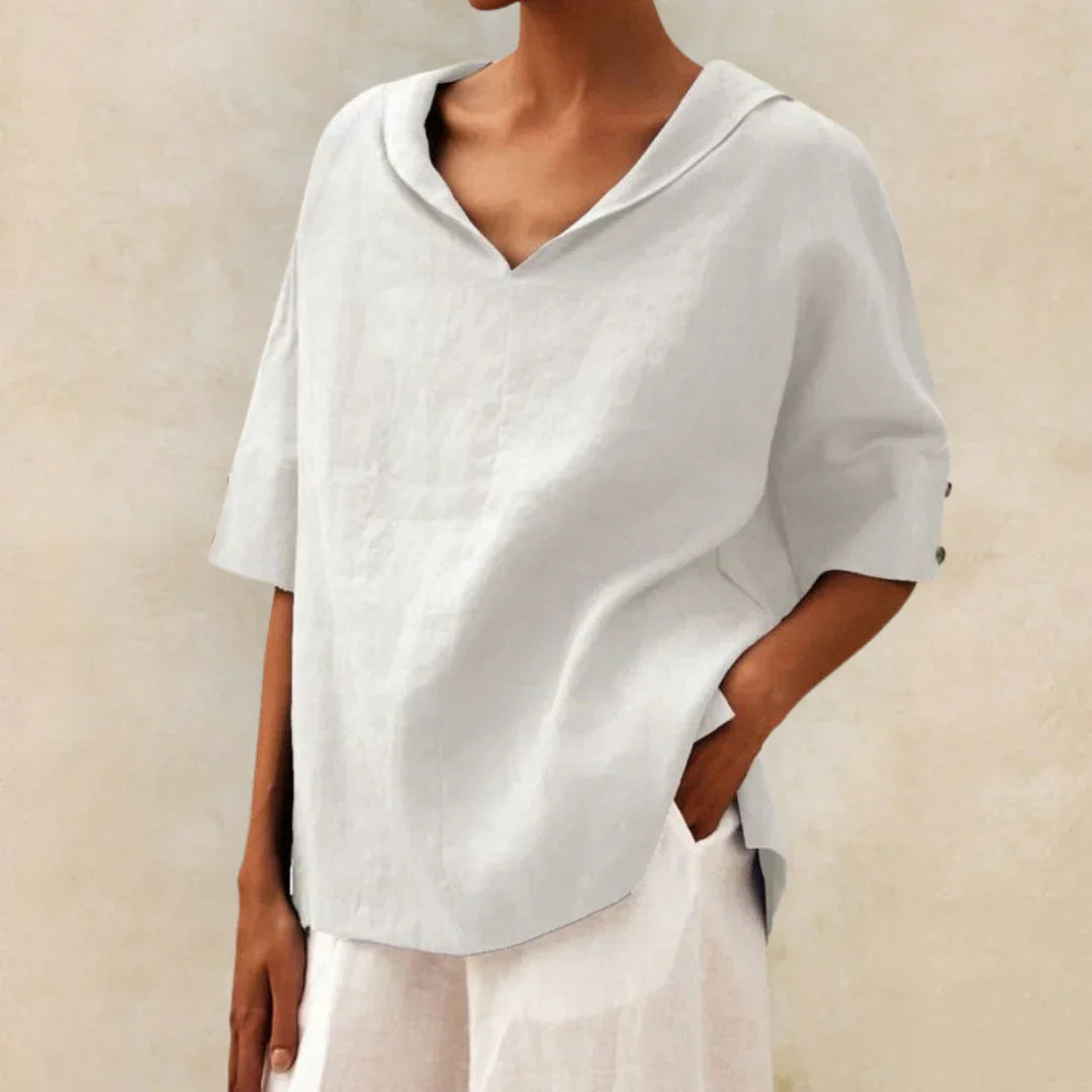 Levoire | Blouse Décontractée Aérienne Avec Décolleté En V Blanc