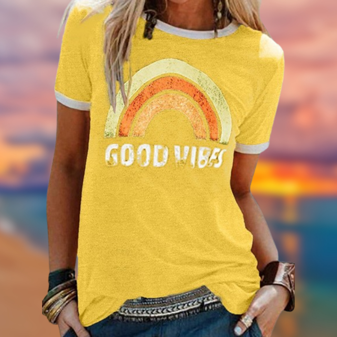 Levoire | T-Shirt femme "Good Vibes" Jaune