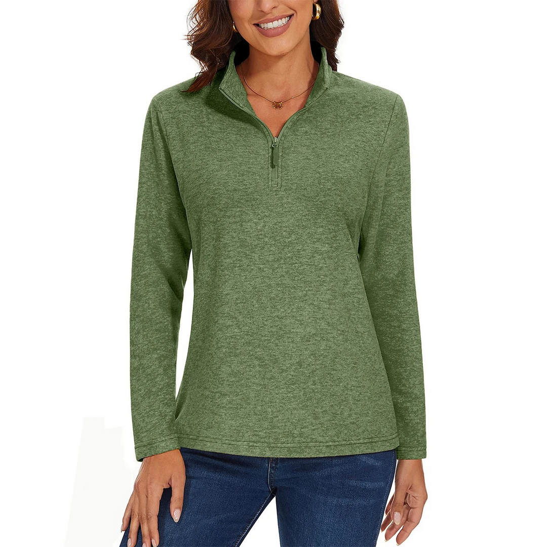 Levoire | Pull femme à fermeture éclair, motif en côtes et confort Vert