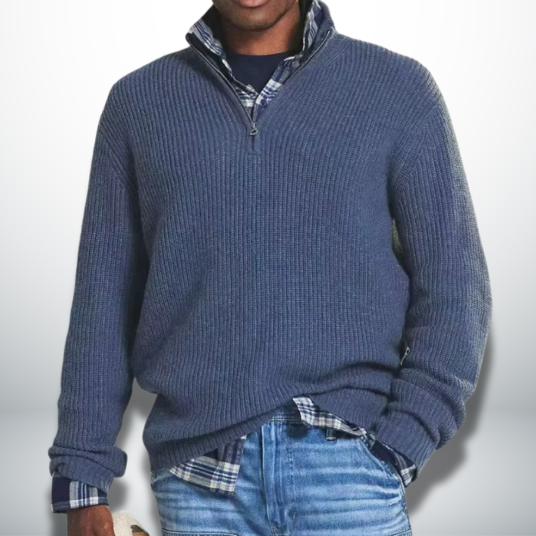 Levoire | Pull Avec Col Chaud Bleu