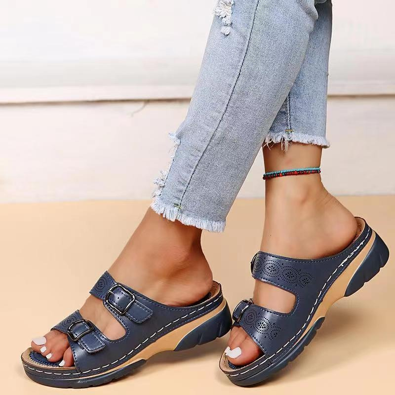 Levoire | Sandales cuir lisse Bleu foncé