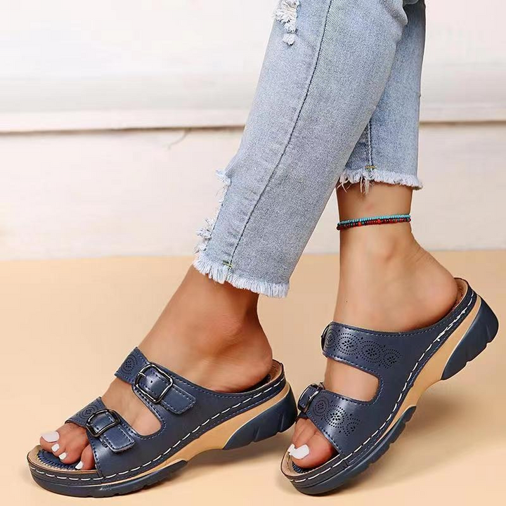 Levoire | Sandales cuir lisse Bleu foncé