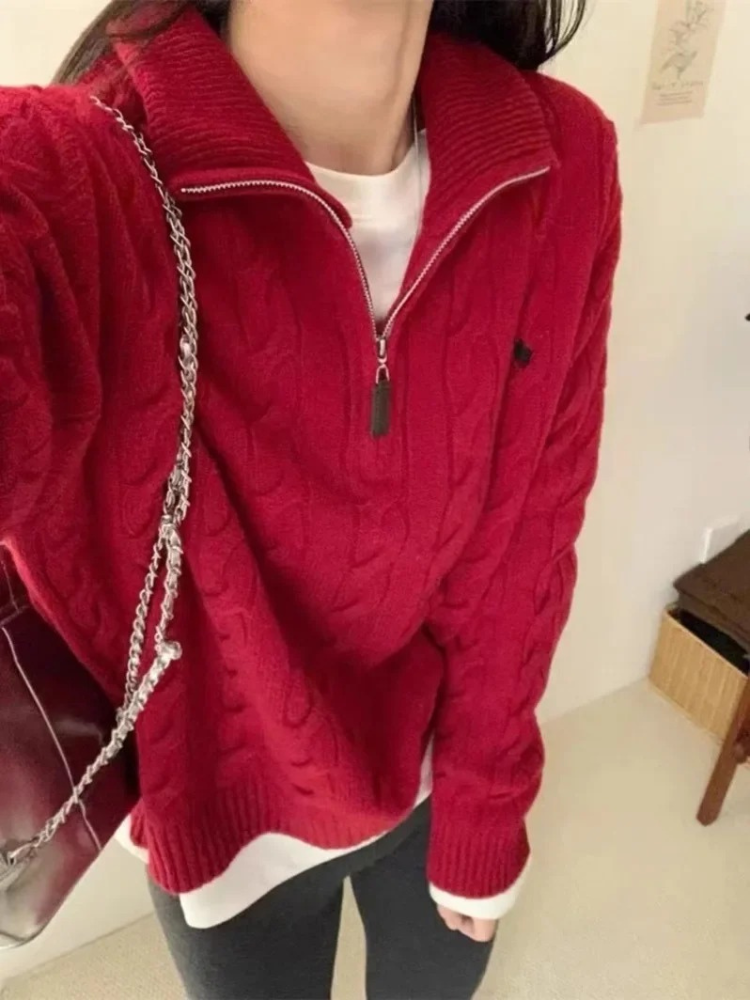 Levoire | Pull zippé pour femmes, coupe confortable Rot