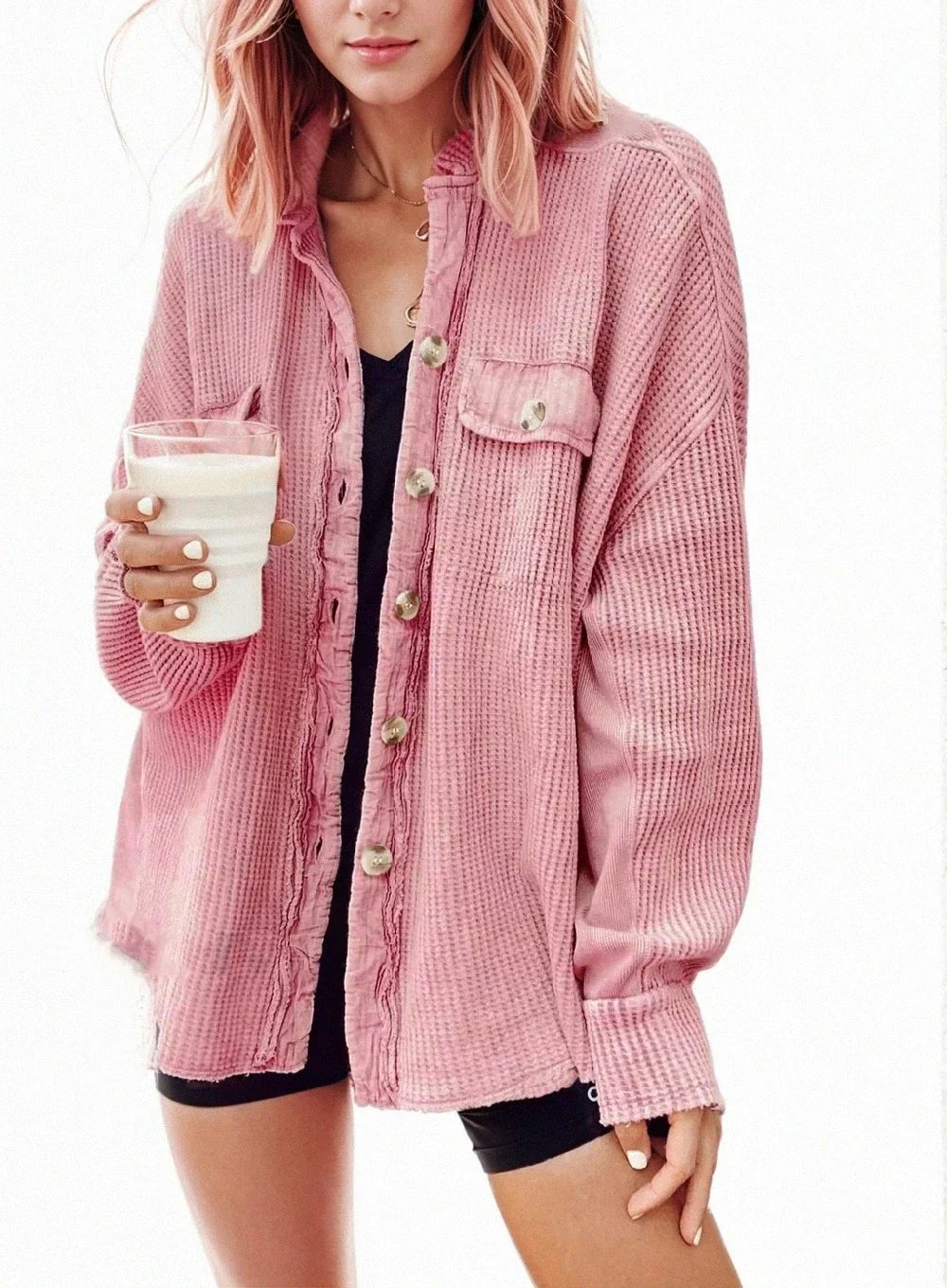 Levoire | Veste À Col Ajustable En Patchwork Chemise Irrégulière Pour Le Créateur De Tendances Moderne Rosa