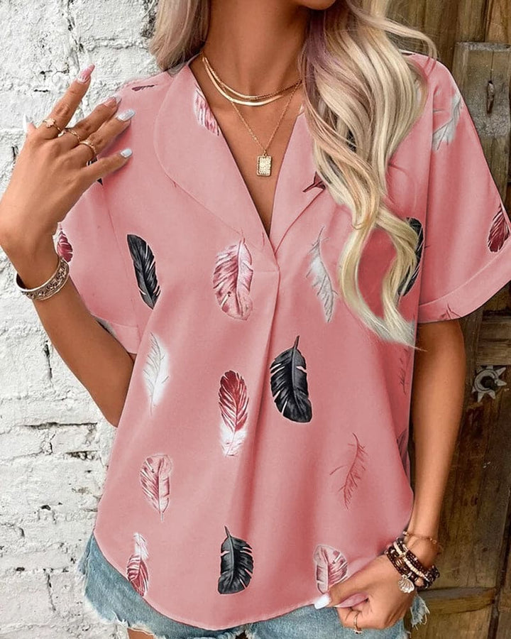 Levoire | Blouse Avec Plumes Et Manches Courtes Rosa