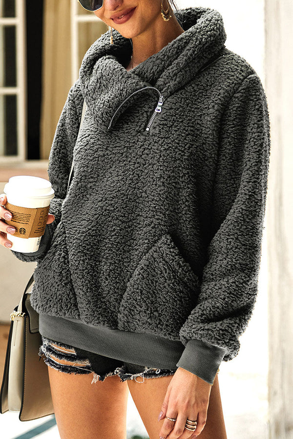Levoire | Haut De Streetwear Avec Col Rabattable En Couleur Unie Gris foncé
