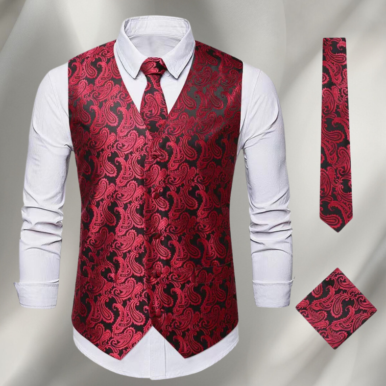 Levoire | Gilet Vintage Rouge Noir