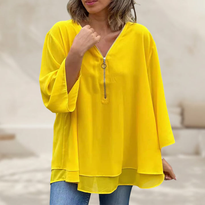 Levoire | Décolleté V Chemise Zippée Fluide