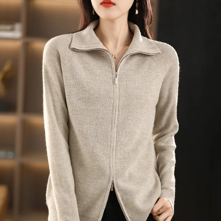 Levoire | Cardigan pour femmes avec fermeture éclair et col montant Hellebrun