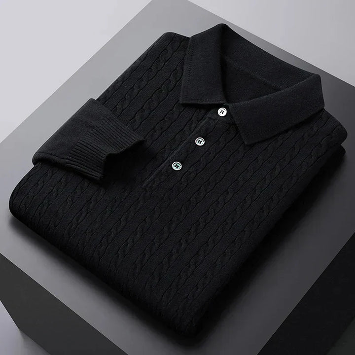 Levoire | Polo En Tricot Pour Hommes Avec Élégance Noir