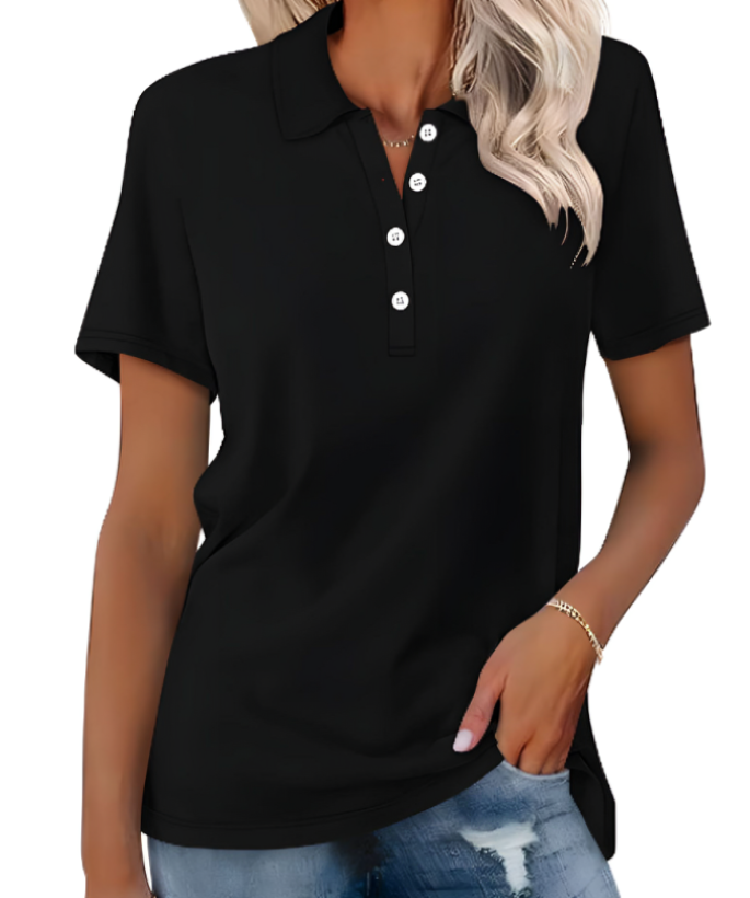 Levoire | Polo Femme Durable à Boutons Noir