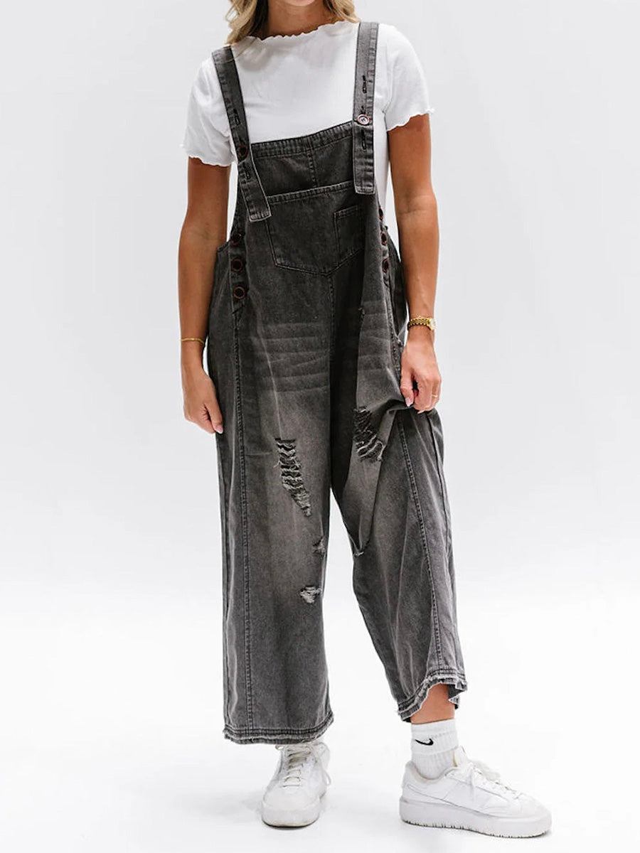 Levoire | Salopette En Jean Détachée En Look Usé
