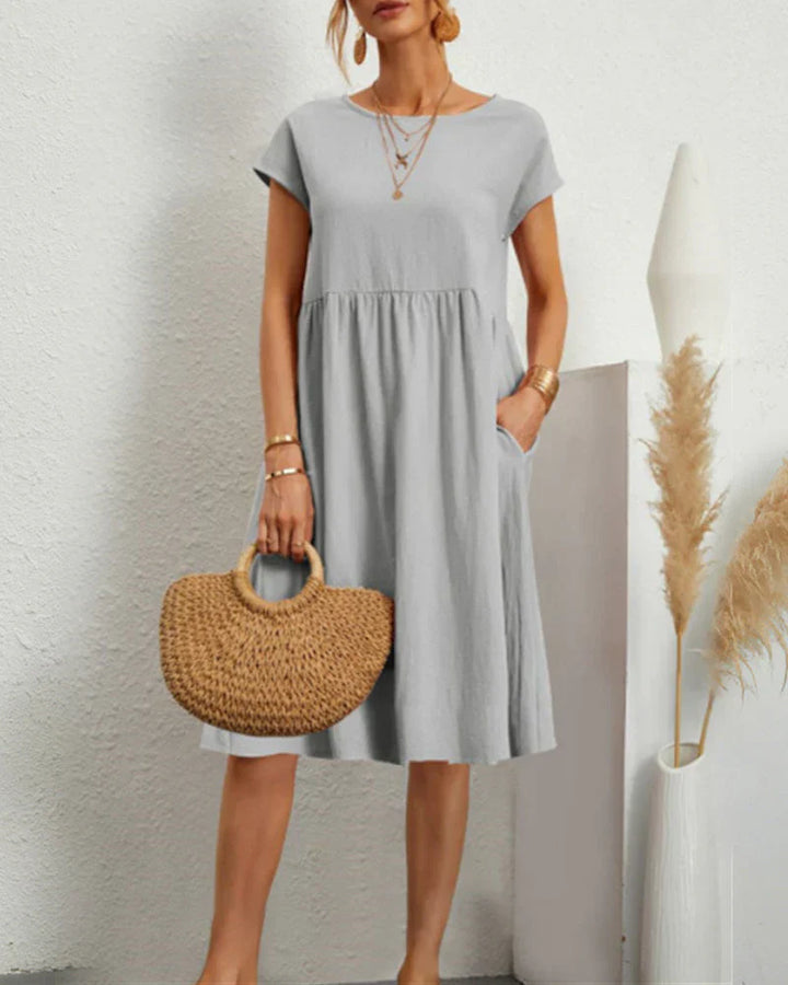 Levoire | Robe Midi À Encolure Ronde Et Poches Gris