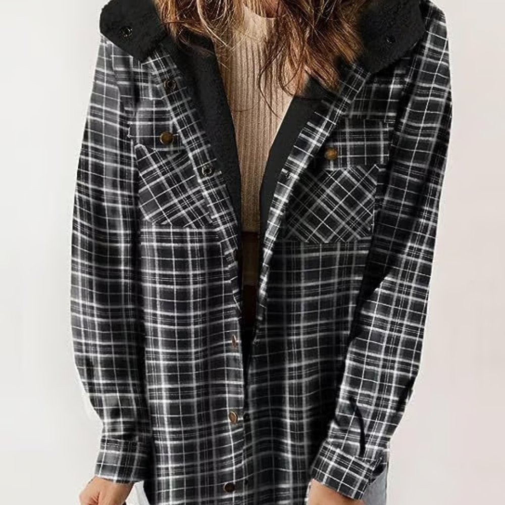Levoire | Veste À Capuche À Motif Tartan Noir