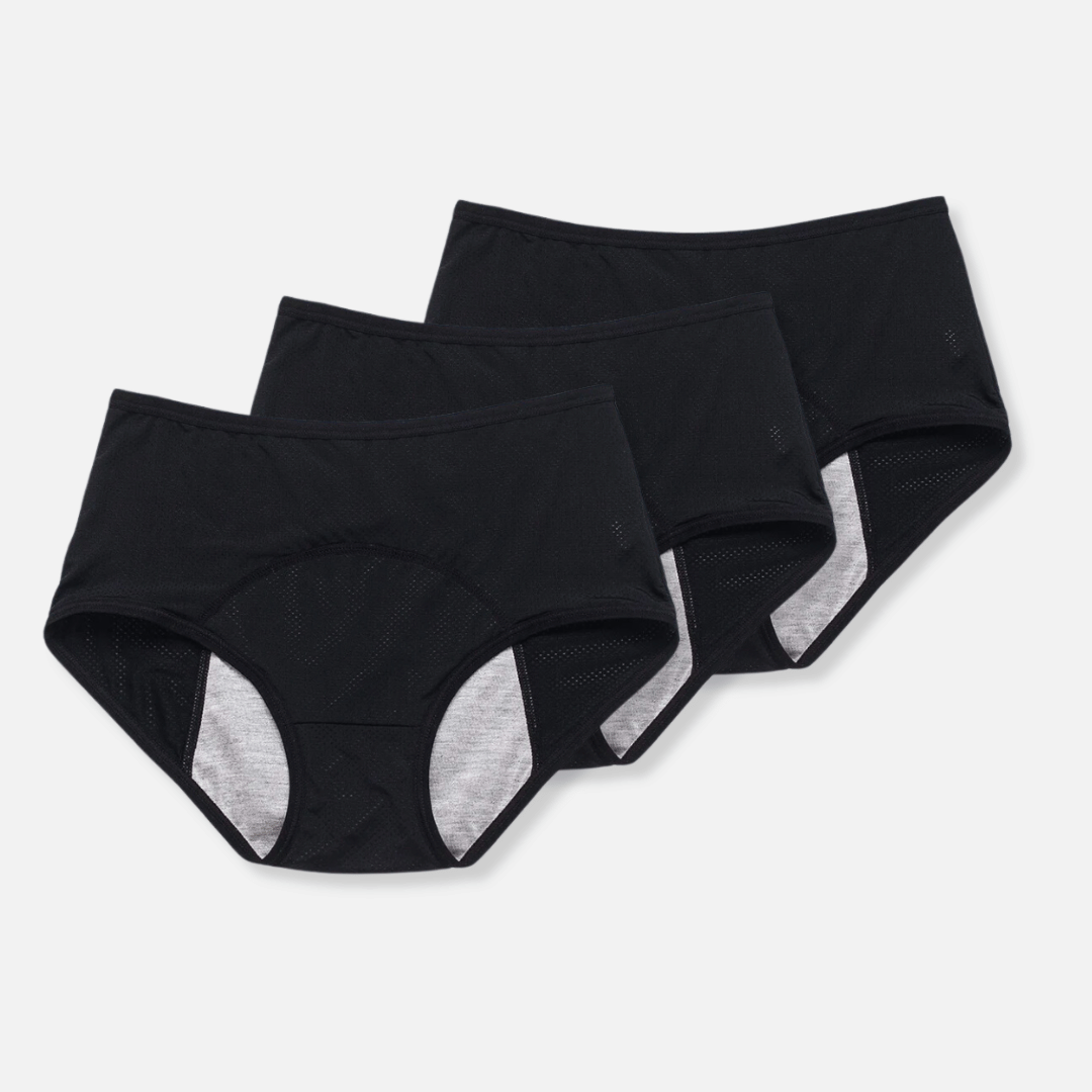 Levoire | Lingerie féminine Culotte menstruelle confortable à protection anti-fuites pour femmes Noir 3 pièces