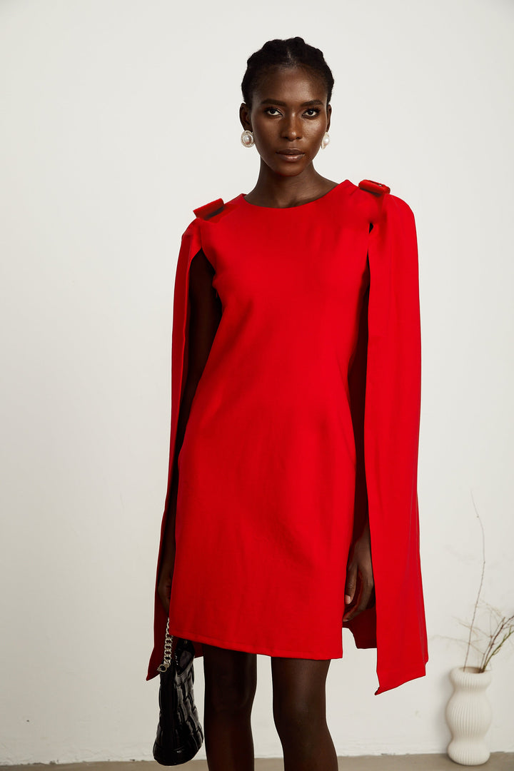 Levoire | Détail De Nœuds Rouges Cape Mini Robe