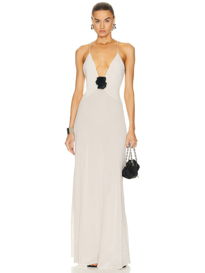 Levoire | Robe Maxi Fleurie Avec Fente Pour Femmes Blanc