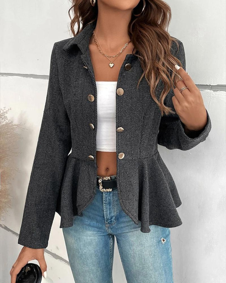Levoire | Blazer Ajusté Avec Boutons Et Volants Zoom Pour Femmes