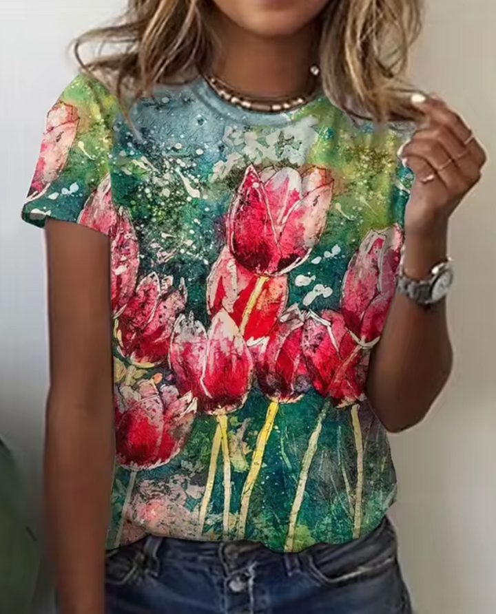 Levoire | T-Shirts Avec Impression 3D Vert – Tulipes