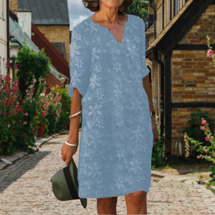 Levoire | Robe Mini Décontractée Col V Pour Femmes Bleu ciel