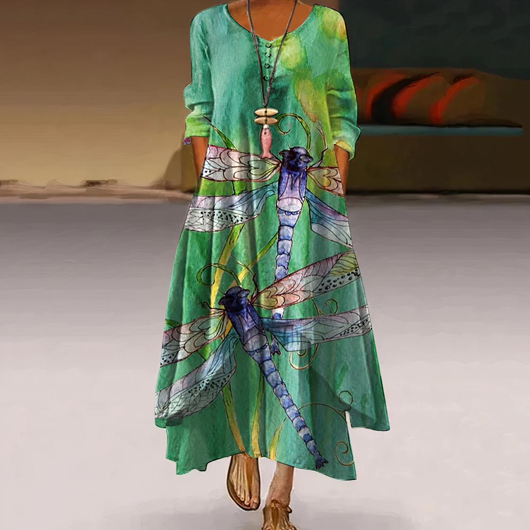 Levoire | Robe en coton elégante Danse des Libellules