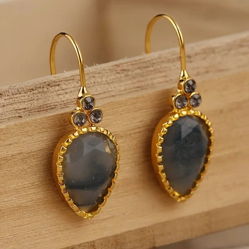 Levoire | Boucles D'Oreilles Élégantes En Forme De Gouttes Suspendues Or Vert