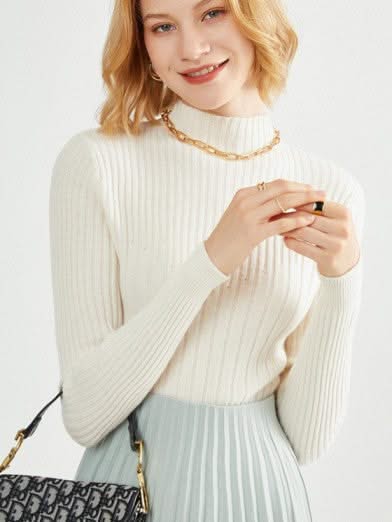 Levoire | Col Montant Mi-Long Viscose Blanc